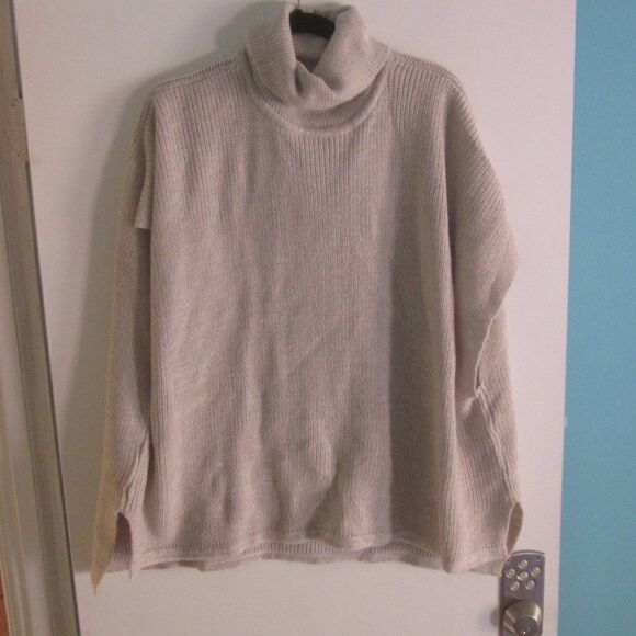 Isolde Womens Fall Knit Cowlneck Oversized Beige Knit Sweater Size  S / M - Picture 8 of 15